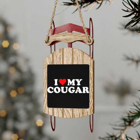 I Love Cougars Cougar Humor Valentine's Day 3BK1 Sled Ornaments