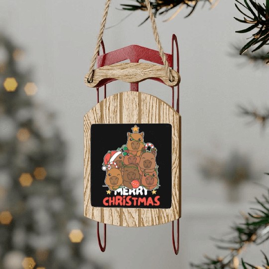 Capybara Christmas Tree Merry Christmas Sled Ornaments