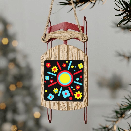 Colorful Flowers Sun Decorative Peace Flower Power Sled Ornaments