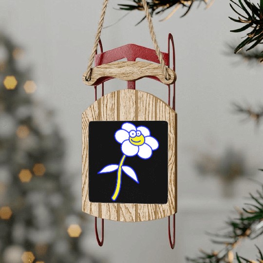 Sweet Flower Spring Summer Nature Funny Face Fun Sled Ornaments