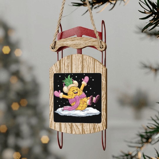 Chillin' pineapple style Sled Ornaments