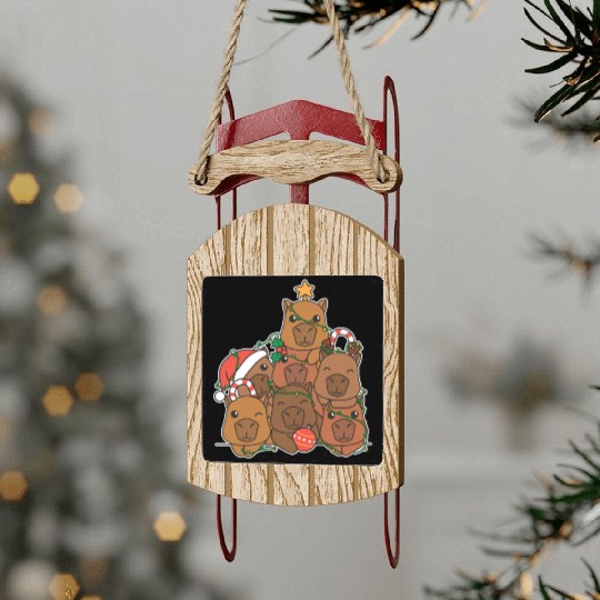 Capybara Christmas Tree Funny Animal Christmas Sled Ornaments