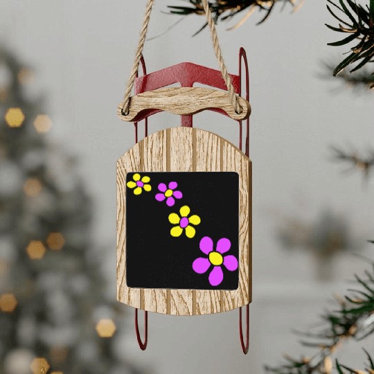 Many Pretty Daisy Flowers Decorative Nature Design Sled Ornaments