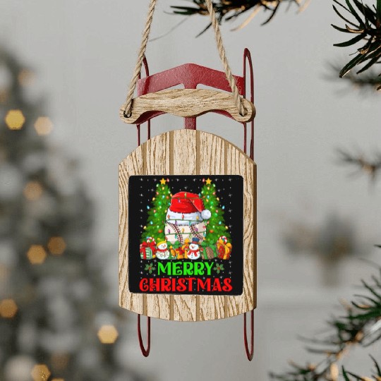 Baseball Christmas Sled Ornaments