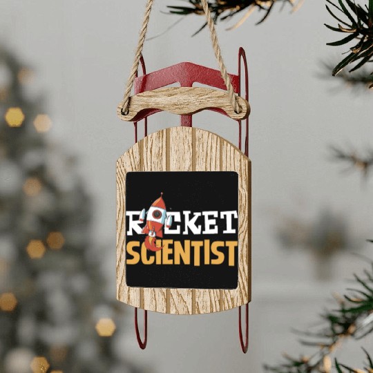 Rocket Scientist Cute Cartoon Rocket Fun Sled Ornaments