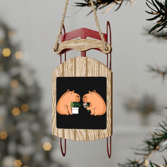 Cute Gardening Garden Capybara Flower Sled Ornaments