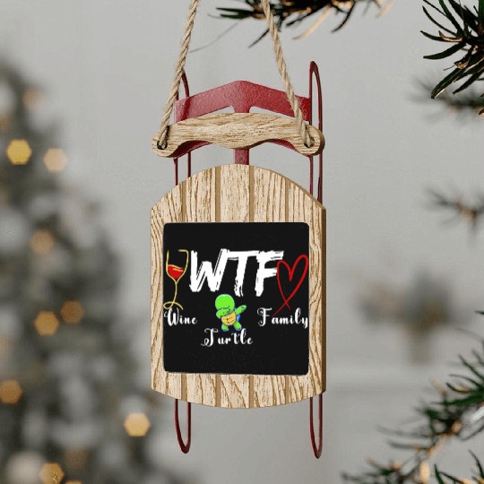 WTF Wine Turtle Family Sled Ornaments