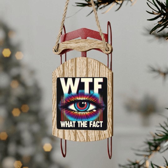 WTF What The Fact Funny Science Eye Illusion Pun Sled Ornaments