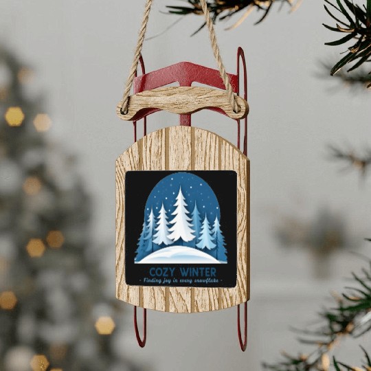 "Cozy Winter - Finding Joy in Every Snowflake" Sled Ornaments