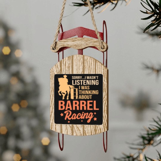 Horseback Riding Cowgirl Funny Barrel Racing Sled Ornaments