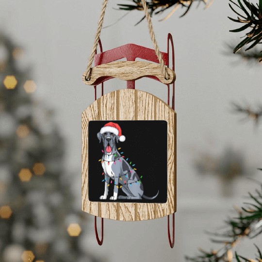 Great Dane Christmas Lights Xmas Dogs Gifts Sled Ornaments