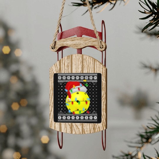 Pickleball Christmas Sled Ornaments