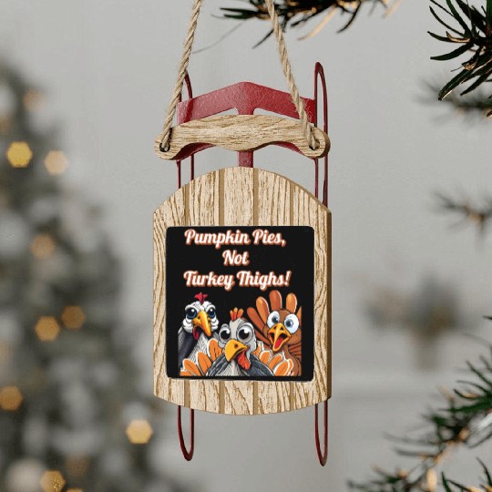 Pumpkin Pies, Not Turkey Thighs! Thanksgiving Sled Ornaments