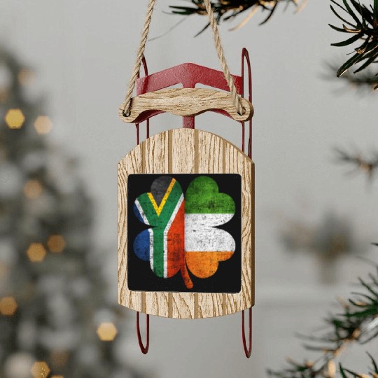 South African Irish Shamrock South Africa Flag Sled Ornaments