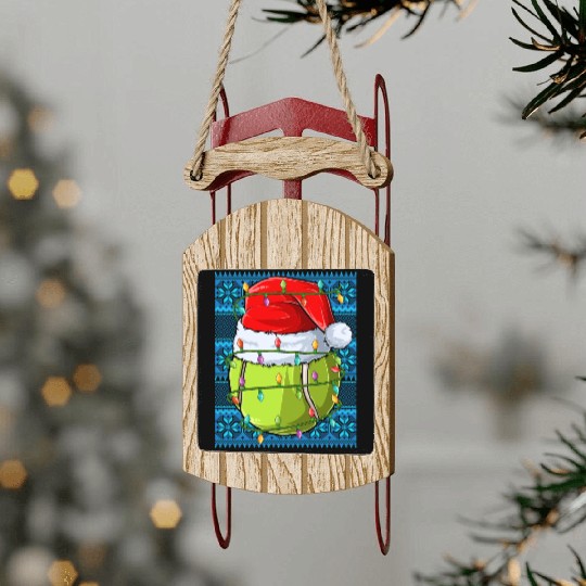 Tennis Christmas Lights Sled Ornaments