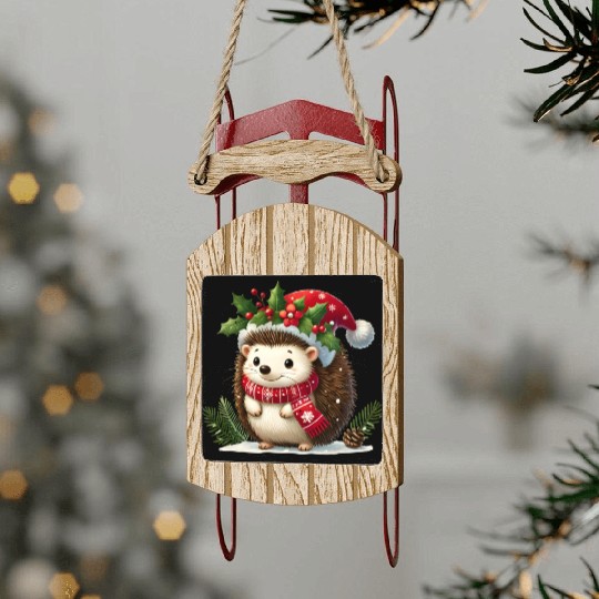 Christmas Merry Christmas For Gift Hedgehog Sled Ornaments