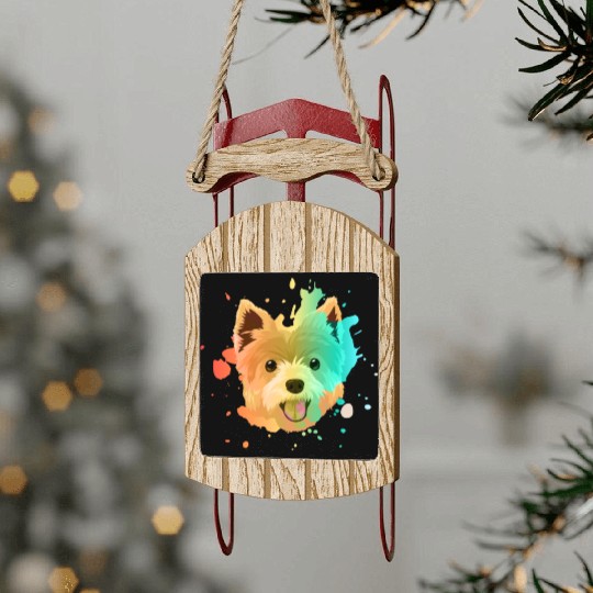 Yorkshire Terrier Colorful Sled Ornaments