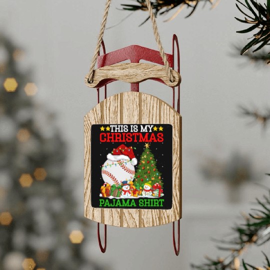 Baseball Christmas Tree Lights Sled Ornaments