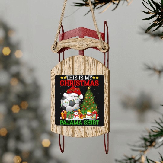 Soccer Christmas Tree Lights Sled Ornaments