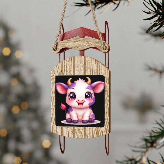 blueberry cow Gift unique Sled Ornaments