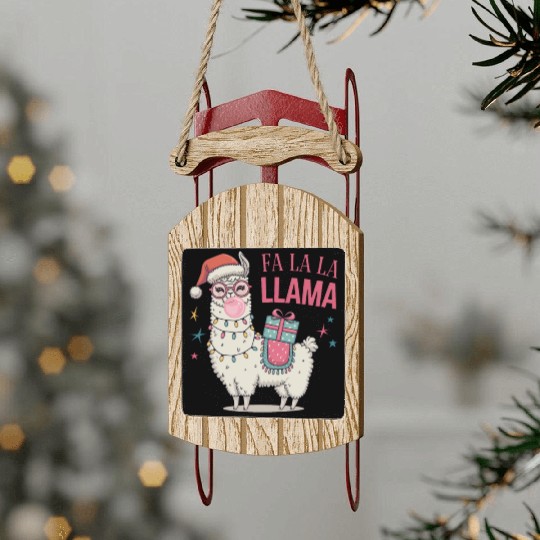 Christmas Llamas, Fa La La Llama Sled Ornaments
