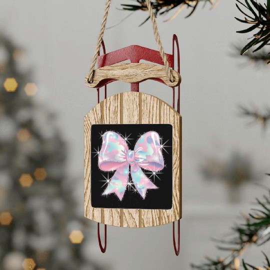 Christmas Coquette Bow, Merry Christmas Sled Ornaments