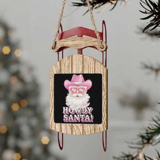 Santa Claus Christmas, Merry Christmas Sled Ornaments