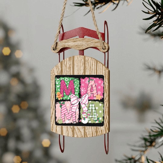 MAMA Christmas, Christmas Vingtage Sled Ornaments