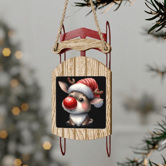 Reindeer Christmas, Cute Christmas Sled Ornaments