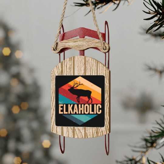 Elk Hunting Elkaholic Hunters Sled Ornaments