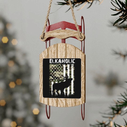 Elk Hunting Elkaholic Hunters Sled Ornaments