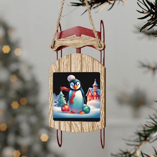 Christmas Merry Christmas For Gift Penguin Snowman Sled Ornaments