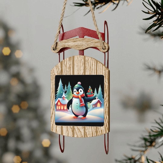 Christmas Merry Christmas For Gift Penguin Snowman Sled Ornaments