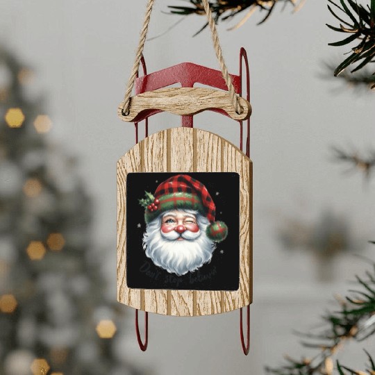 Don t Stop Believin, Santa Christmas Sled Ornaments