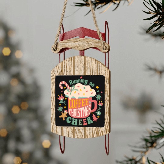 Running on Coffee Christmas Sled Ornaments