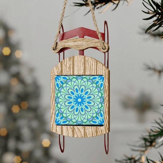mandala Jade Stained Glass Sled Ornaments