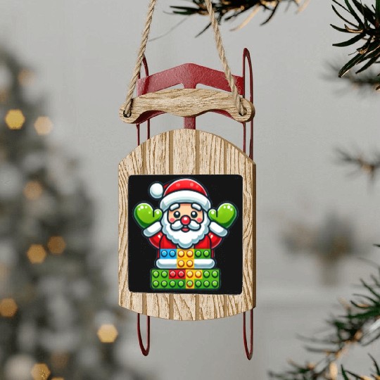 Santa Claus Building Blocks Sled Ornaments