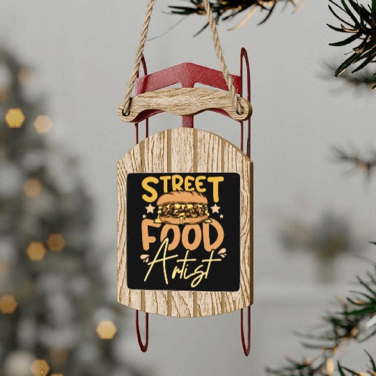 philly cheesesteak street food artist Sled Ornaments
