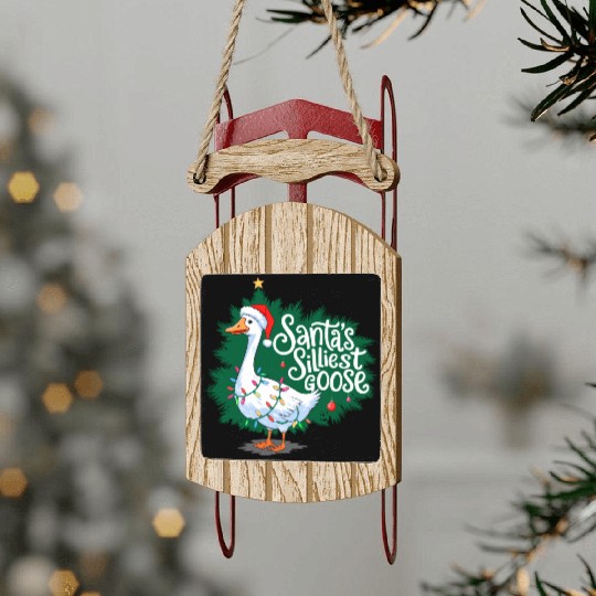 Santa s silliest goose Funny Christmas Family Sled Ornaments
