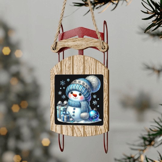 Snowman Christmas, Cute Christmas Sled Ornaments