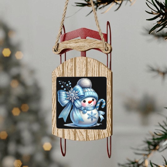 Snowman Christmas, Cute Christmas Sled Ornaments