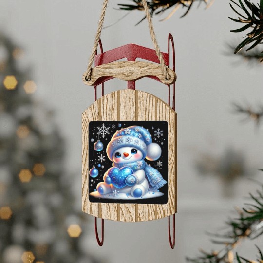 Snowman Christmas, Cute Christmas Sled Ornaments