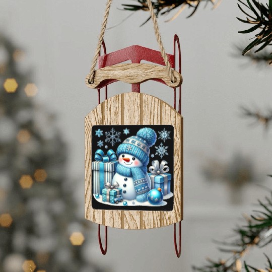 Snowman Christmas, Cute Christmas Sled Ornaments