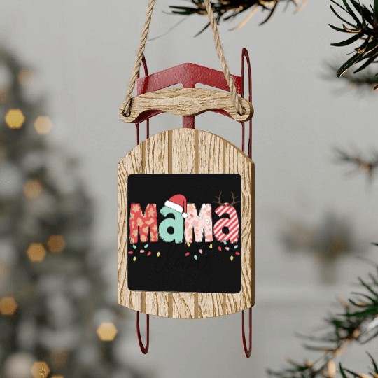 Mama Clause, Merry Christmas Sled Ornaments