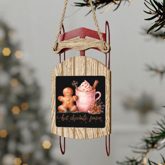 Hot Chocolate Season Sled Ornaments