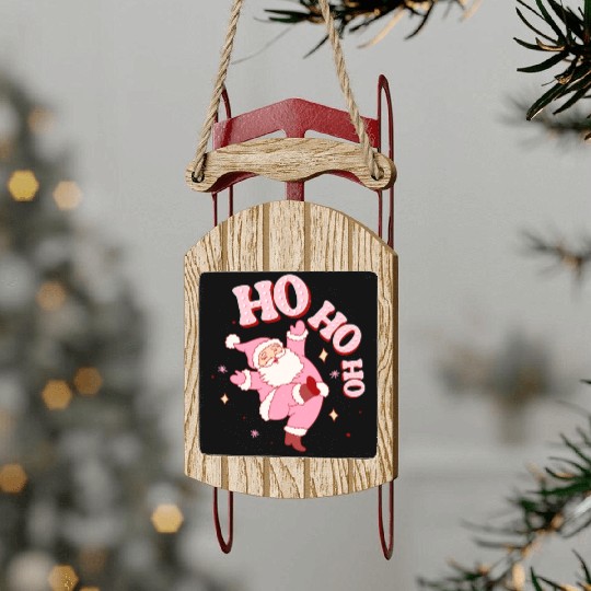 Ho Ho Ho, Merry Christmas Sled Ornaments