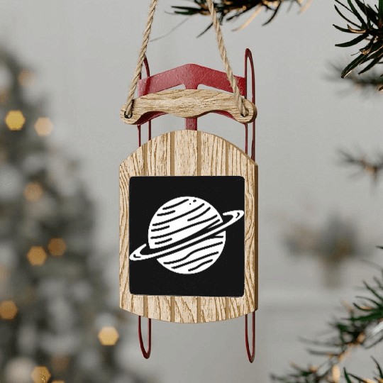 Minimalistic Saturn Planet Space Vector path38 Sled Ornaments