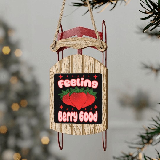 Feeling Berry Good Strawberry Design Sled Ornaments