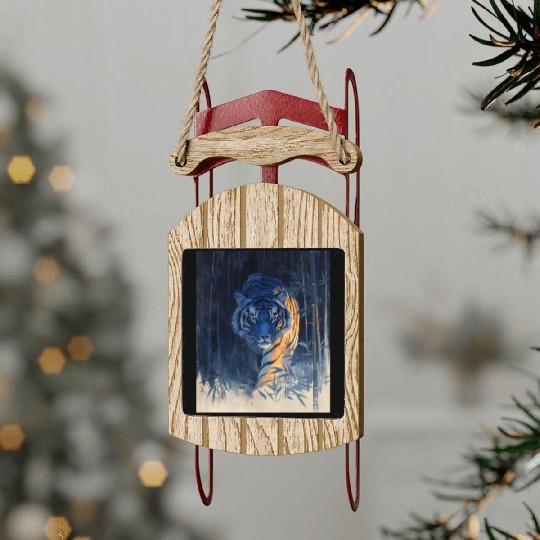 Majestic Tiger in the Bamboo Forest Sled Ornaments