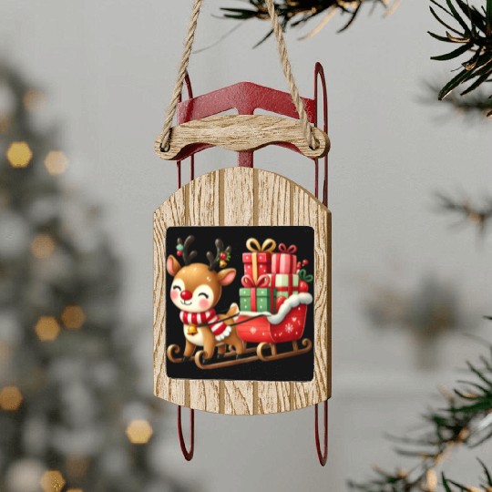 Merry christmas, Christmas Retro Sled Ornaments
